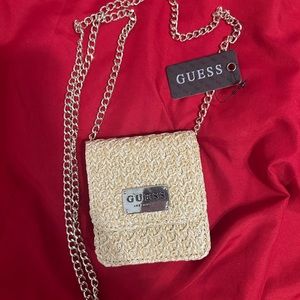 Tan Guess micro mini bag